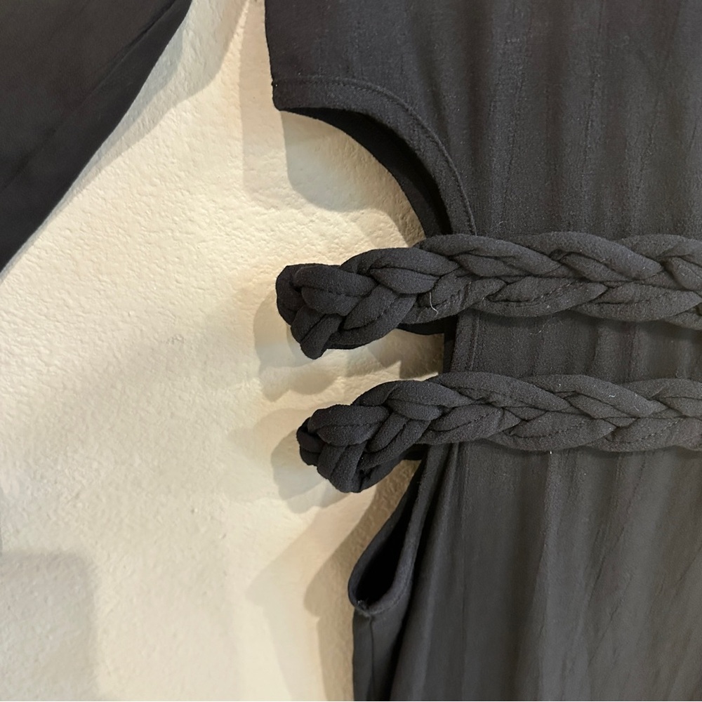 For Love & Lemons | S | Black unworldly Maxi Dress Braided Waist Cutout LS Goth - Picture 7 of 8